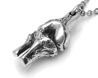 Anatomical Knee Pendant Necklace, Femur and Tibia Charm Jewelry