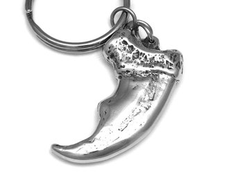 Bear Claw Keychain, Large Pendant in Polished Pewter