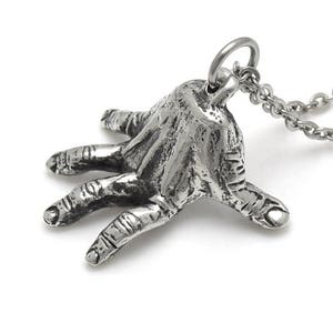 Human Hand Necklace in Pewter, Anatomy Jewelry