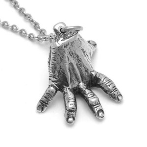 Human Hand Necklace in Pewter, Anatomy Jewelry