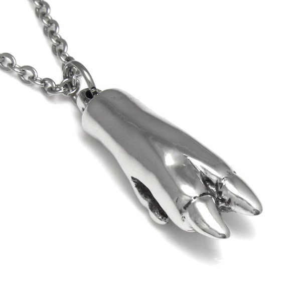 Pig Foot Pendant Necklace, Animal Jewelry in Pewter