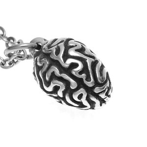 Small Brain Necklace, Human Anatomy Pendant Jewelry in Pewter
