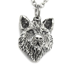 Wolf Head Pendant Necklace, Werewolf Jewelry Handmade in Pewter