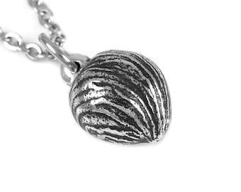 Hazelnut Necklace in Pewter, Hazel Jewelry, Nut Pendant, Nature Charm