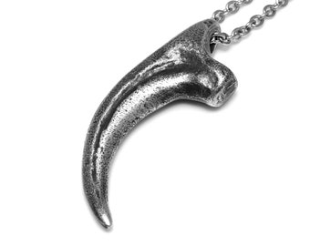 Antiqued Velociraptor Claw Necklace, Dinosaur Pendant, Animal Jewelry