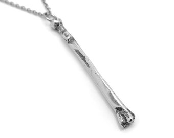 Radius Bone Pendant Necklace, Handmade Human Anatomy Jewelry in Pewter