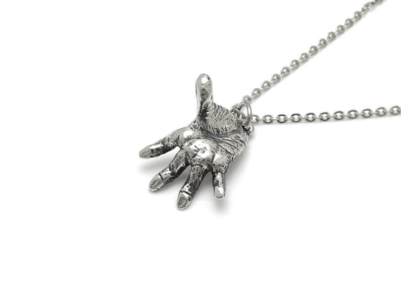 Human Hand Necklace in Pewter Anatomy Jewelry Etsy
