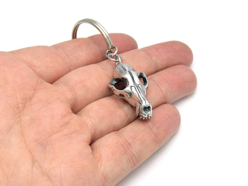 Fox Skull Keychain Animal Key Holder Handmade in Pewter Etsy