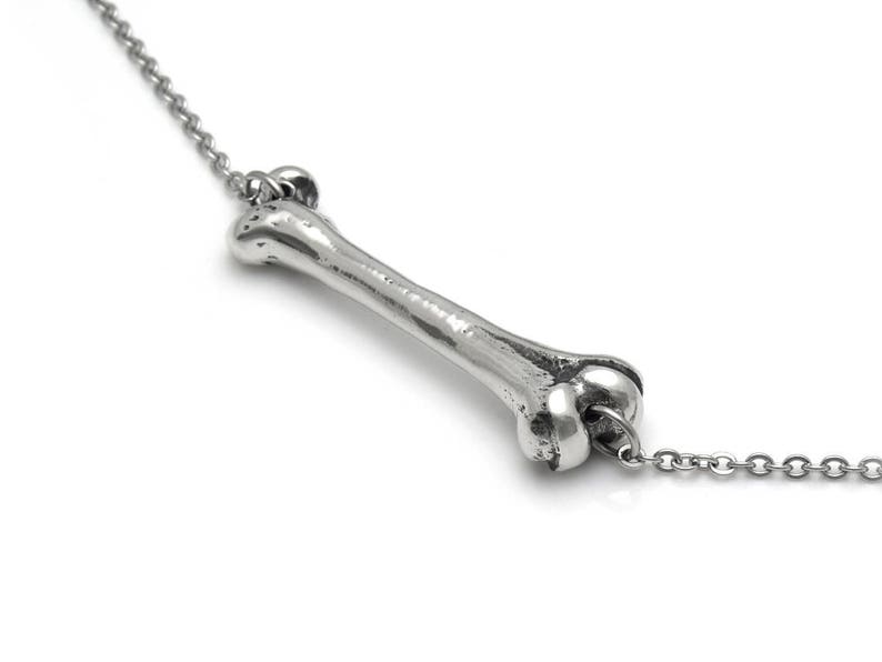 Femur Choker Necklace in Pewter, Anatomical Jewelry, Human Bone Anatomy image 2