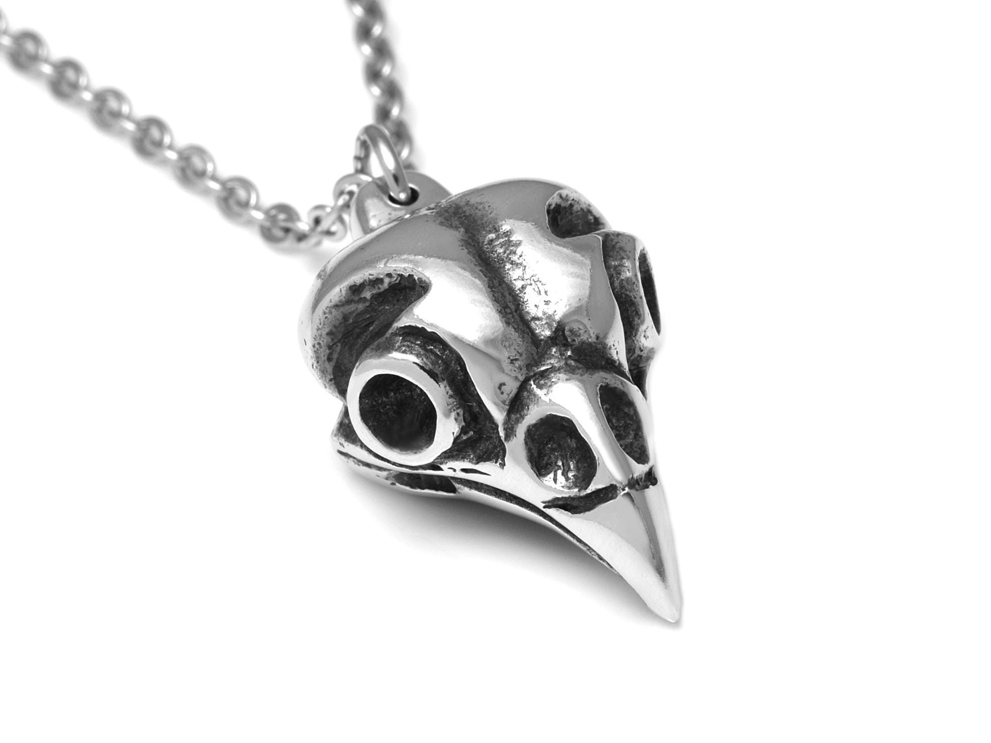 Owl Skull Necklace, Handmade Ornithologist Pendant, Nocturnal Bird Jewelry in Pewter