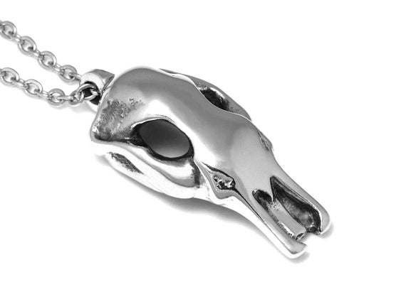 Platypus Skull Necklace, Animal Skull Jewelry in Pewter