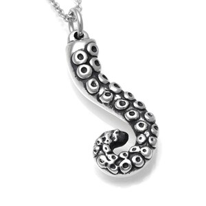 Sterling Silver Octopus Tentacle Pendant Necklace