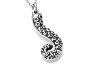Sterling Silver Octopus Tentacle Pendant Necklace