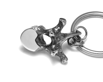 Portachiavi con vertebra umana in peltro, anatomia toracica, regalo per chiropratici