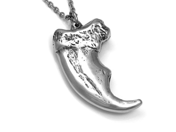 Heavy Polar Bear Claw Necklace, Hand Carved Pendant in Pewter - Etsy