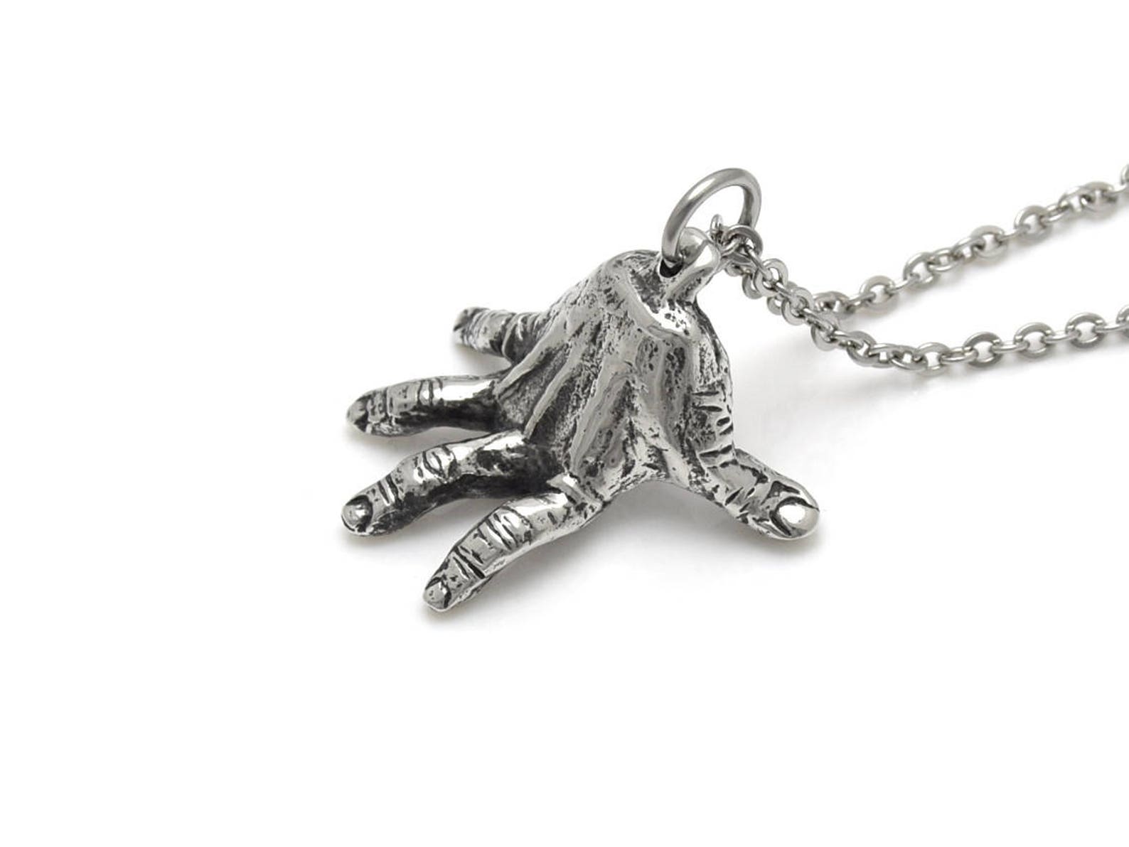 Human Hand Necklace in Pewter Anatomy Jewelry - Etsy
