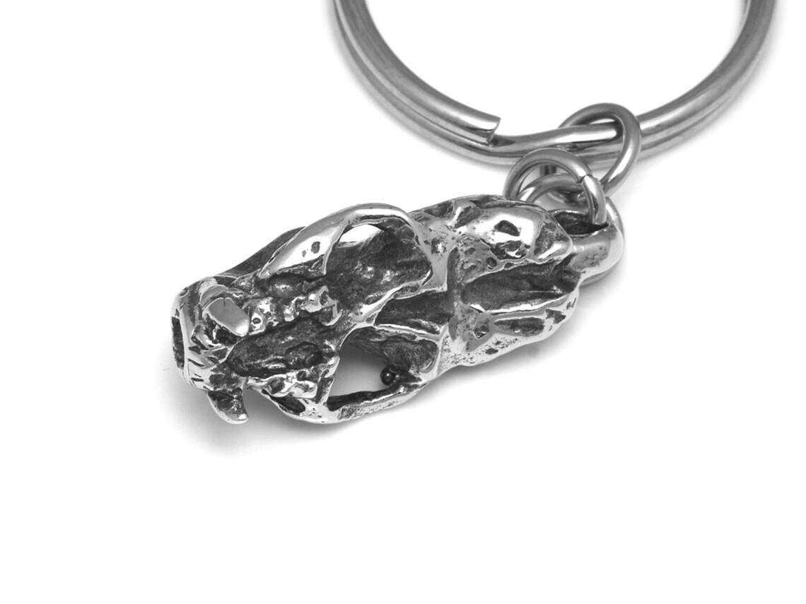 Weasel Key Chain Metal Weasel Skull Keychain, Polished Pewter, Hand Carved Animal Charm ...