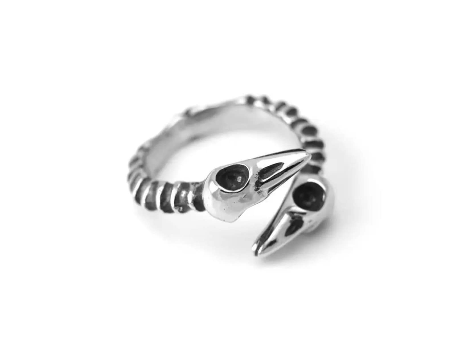 Dual Raven Rings Double Raven Bird Skull Ring, Handmade Pewter Jewelry - Etsy