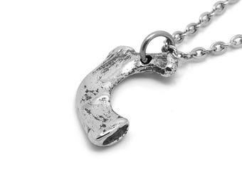 First Rib Necklace, Metal Bone Pendant, Human Anatomy Jewelry