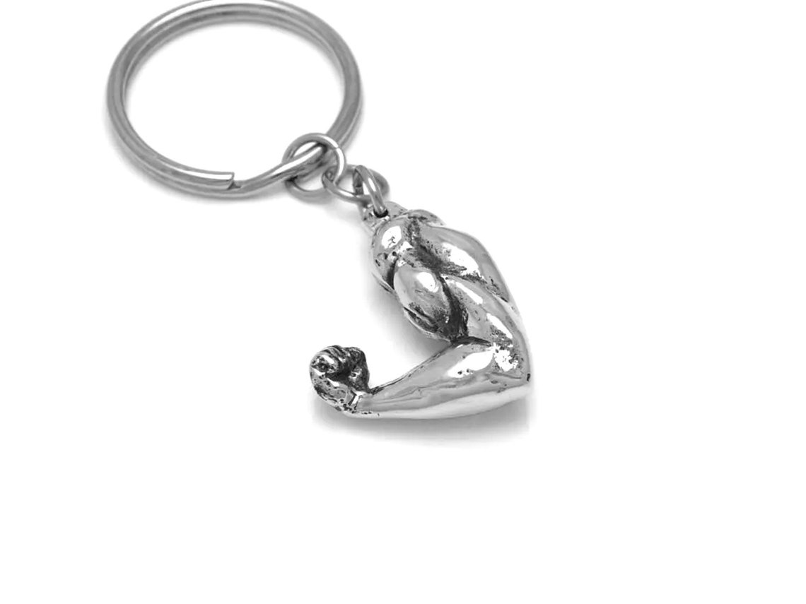 Human Biceps Charm Keychain, Handmade Bodybuilder Keyring in Pewter - Etsy