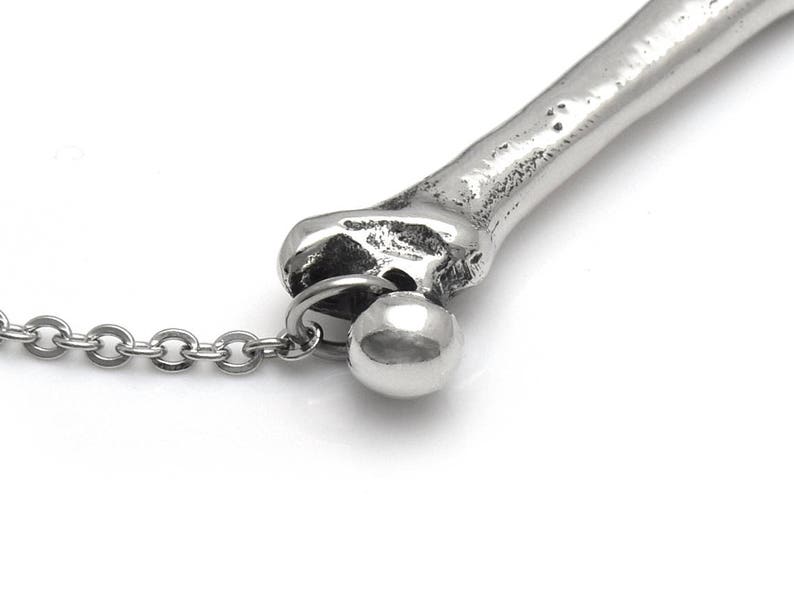 Femur Choker Necklace in Pewter, Anatomical Jewelry, Human Bone Anatomy image 3