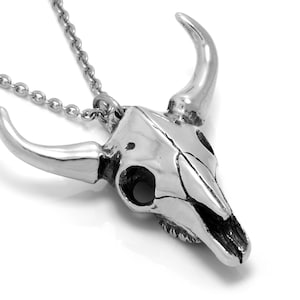 Bull Skull Necklace, Taurus Pendant, Handmade Animal Jewelry