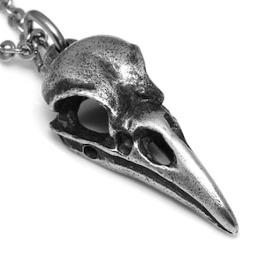 Antiqued Small Bird Skull Necklace, Handmade Bird Pendant, Pewter Jewelry