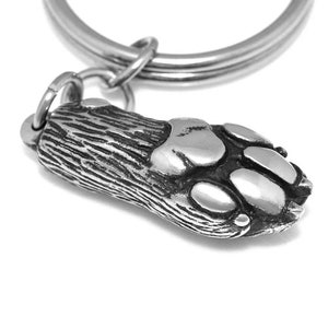 Dog Paw Keychain, Canine Keyring, K9 Key Holder in Pewter