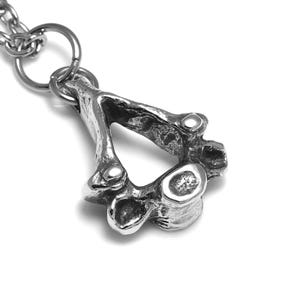 Small Cervical Vertebra Charm Necklace, Handmade Pewter Pendant
