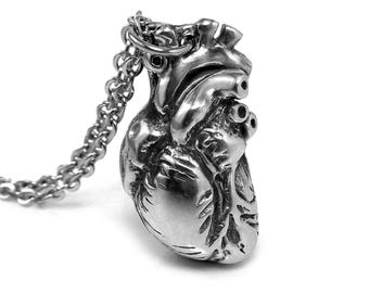 Anatomical Heart Necklace, Doctor and Nurse Jewelry, Steampunk Pendant