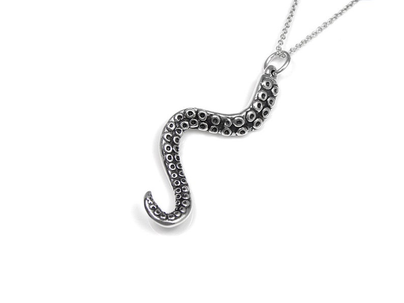 Sterling Silver Octopus Tentacle Necklace, Handmade Animal Jewelry image 2