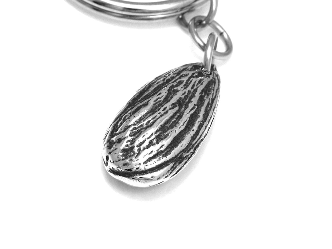 Nut Keychain Almond Keychain, Nature Nut Keychain in Pewter - Etsy