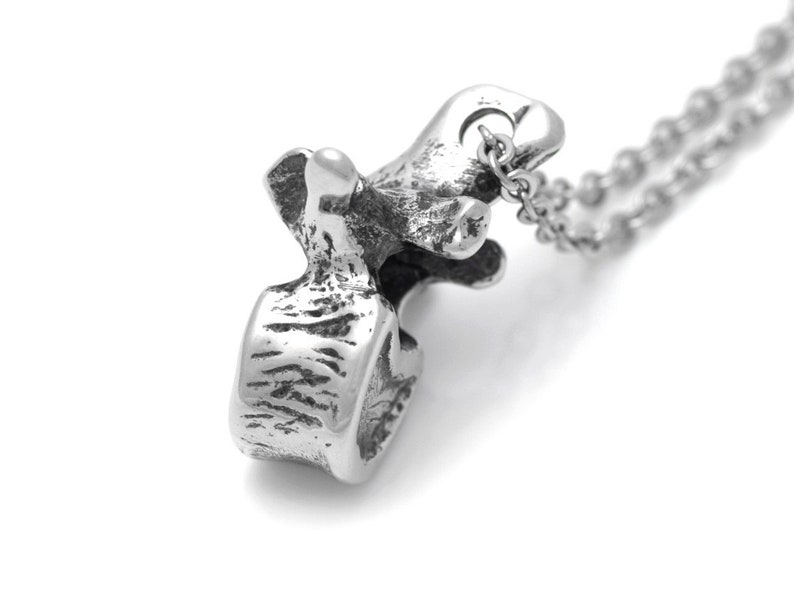 Lumbar Vertebrae Necklace, Handmade Anatomical Pendant, Spine Charm image 4