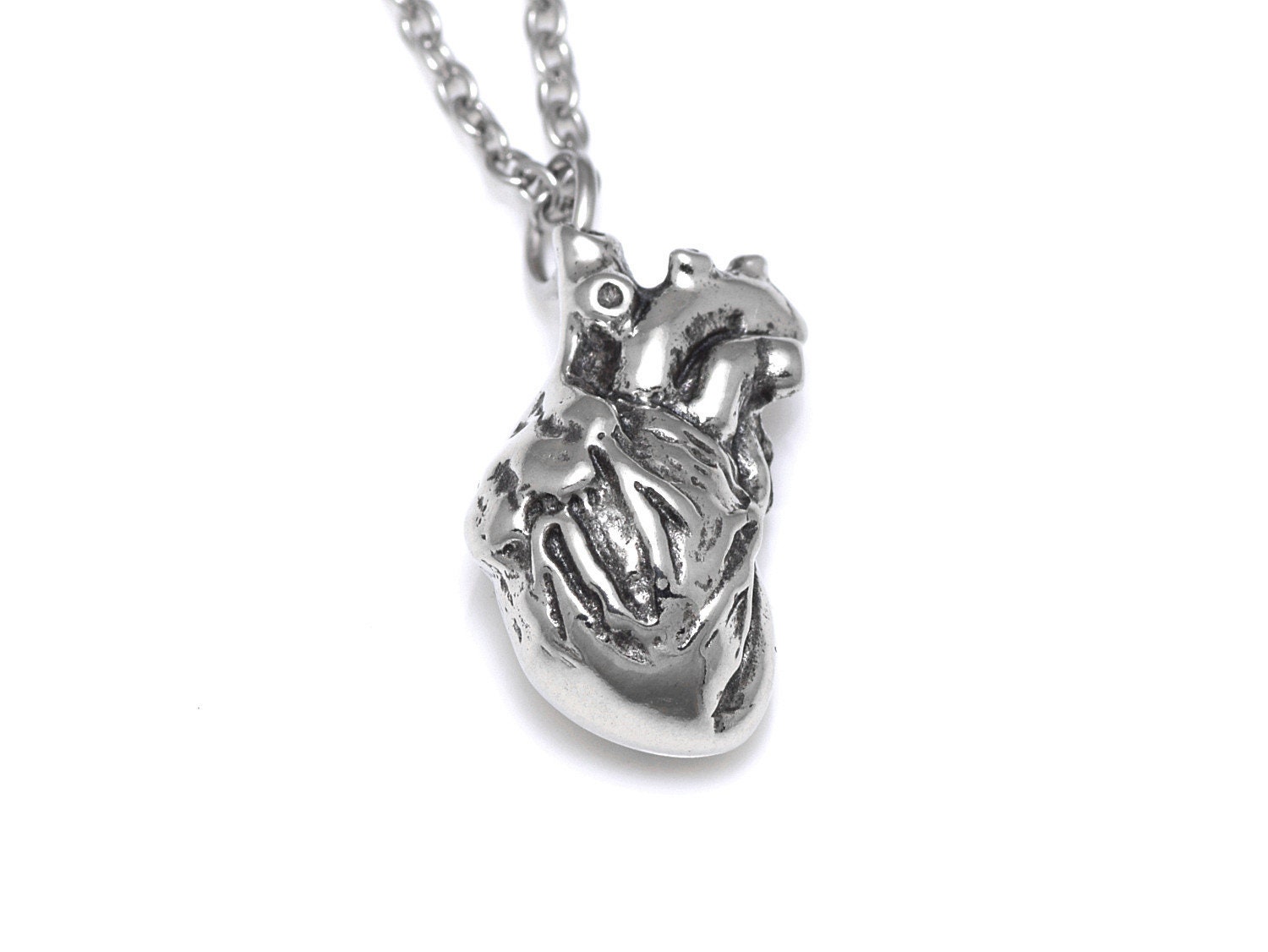 Small Anatomical Heart Necklace Cardiology Charm Anatomy | Etsy