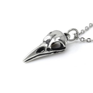 Raven Skull Necklace, Small Bird Charm, Goth Jewelry image 3