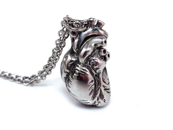 Anatomical Heart Necklace, Doctor and Nurse Jewelry, Steampunk Pendant