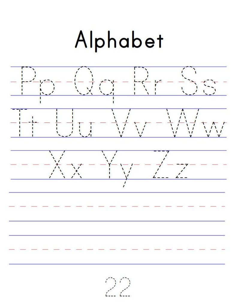 alphabet tracing workbook digital printable pdf trace abc etsy