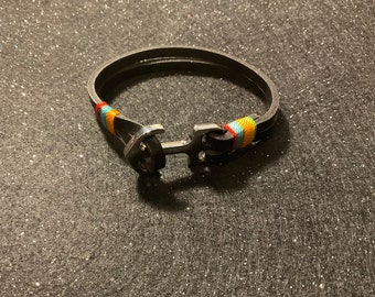 Leather “Pride” Bracelet w/Anchor Clasp Unisex