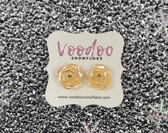 Dainty Rose Flower Shimmer Earrings