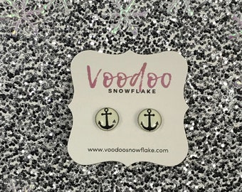 Don’t Sink Anchor Button Earrings