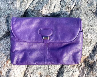 Vintage 1950s 1960s Dark Purple Plum Faux Leather Baguette Handbag Purse The Long /& Short of It Rare Colour