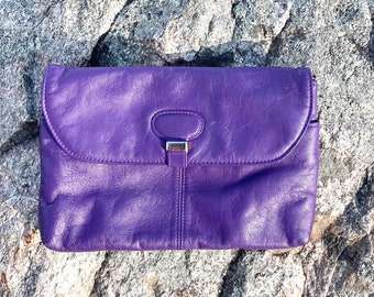 Vintage 1950s 1960s Dark Purple Plum Faux Leather Baguette Handbag Purse The Long /& Short of It Rare Colour