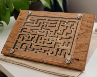 Double Sided Wooden Maze - Red Oak with Stainless Steel ball