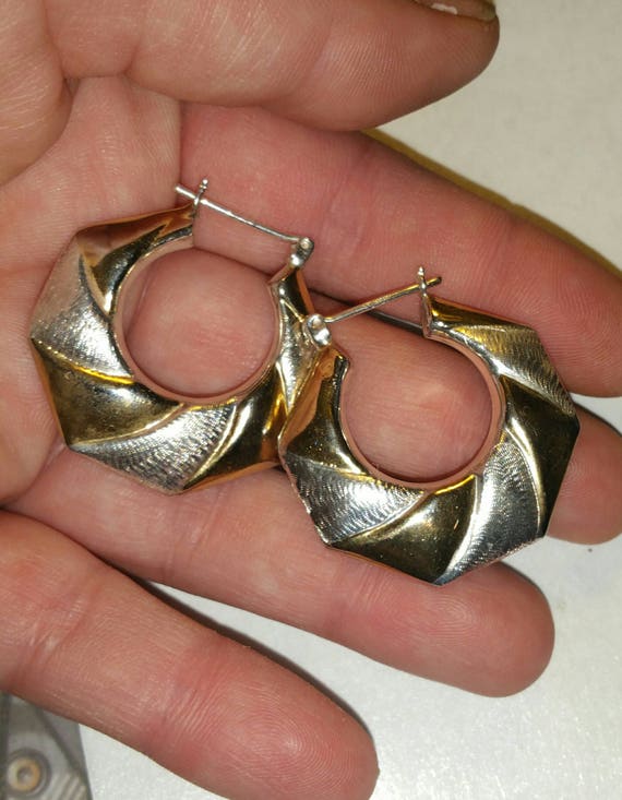 Sterling silver and 14k gold hoop earrings beautif
