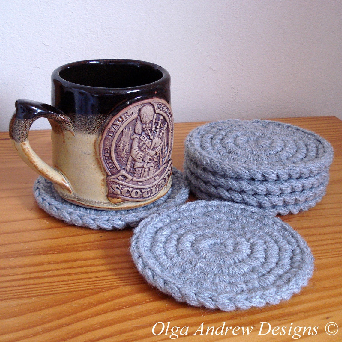 Grey crochet coasters with holder coaster for men mens Etsy