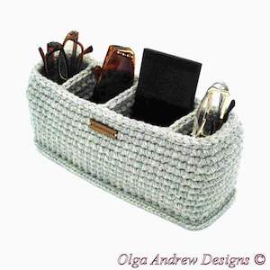 Rectangular extra large remote control holder 4 compartment, divided multiple glasses and phone holder, soft divided nightstand organizer