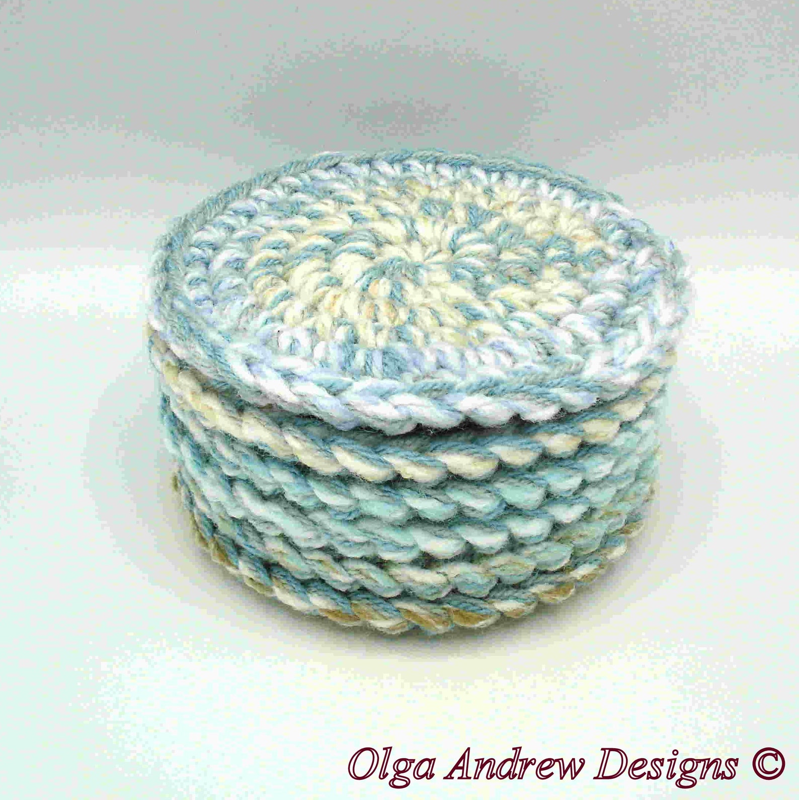 Crochet Coaster Set of 6 With Holder Set of Coasters With Etsy