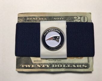 New England Patriots Elastic Money Clip Front Pocket Wallet SOFT | SLIM | SECURE
