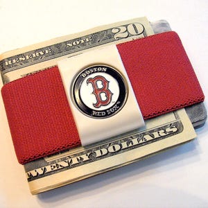 Clip elástico para billetes, billetera de bolsillo frontal, suave, delgada y segura, medallón del equipo de la MLB de los Boston Red Sox, un gran regalo para novio, padre o hijo.
