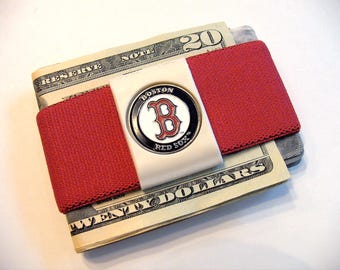 Boston Red Sox Money Clip Wallet: Slim Elastic Front Pocket